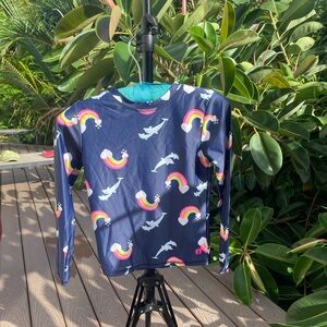 Hang Ten little Girls' long sleeve UPF 50+ Rash Guard Set dark blue size 10